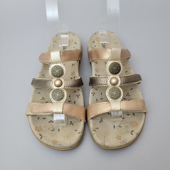 Taos Prize Sandals Womens Adjustable 3 Strap Leather Bronze Metallic Size 6 - Picture 1 of 7